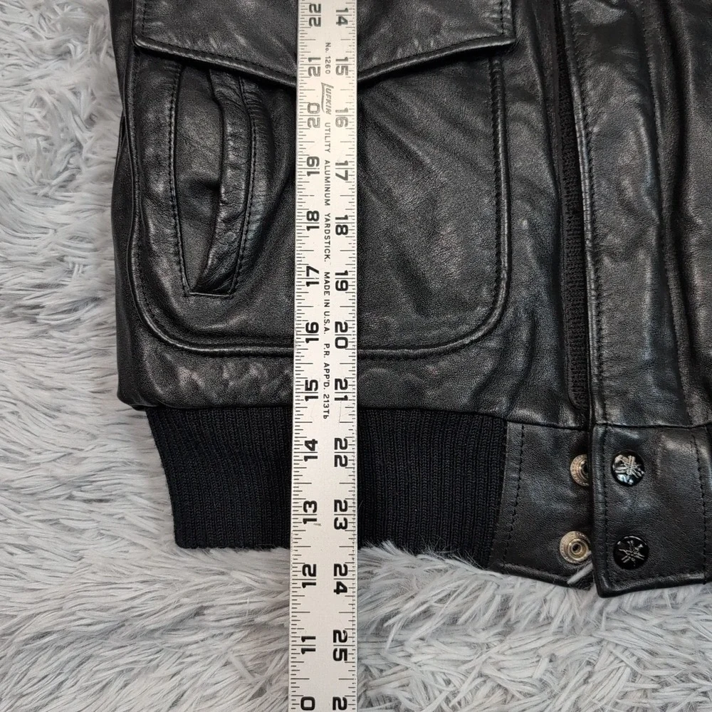 Vintage Yamaha‎ Jacket Mens 38 Black Leather Softshell Moto Elbow Padded Zip Up